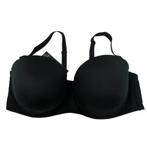 Torrid Black Strapless Bra 40DDD Push-Up 5 Ways to Wear Underwire‎ NWT